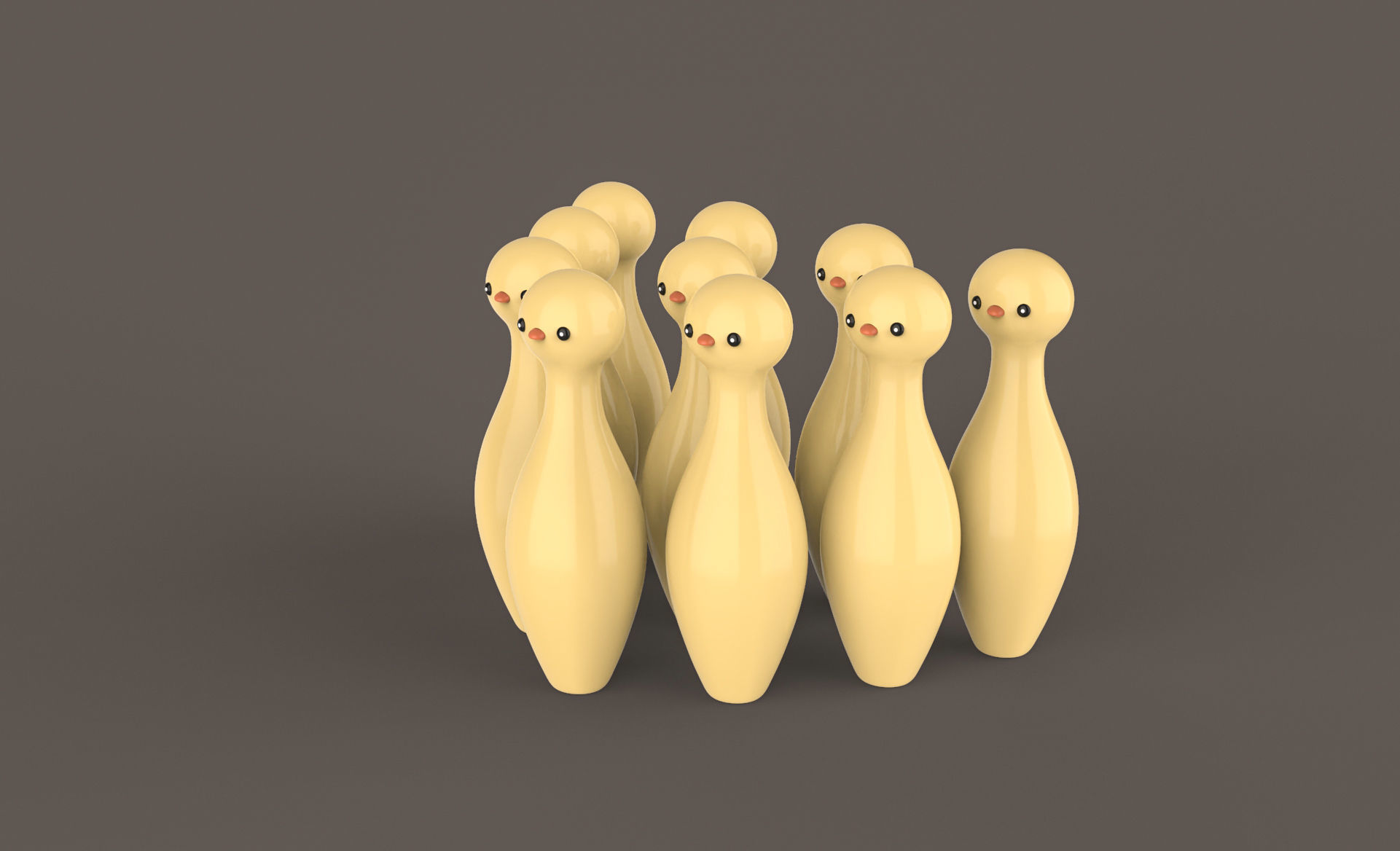 Cartoon Chicken Bowling And Ball Bowling Low-poly 3D model_1
