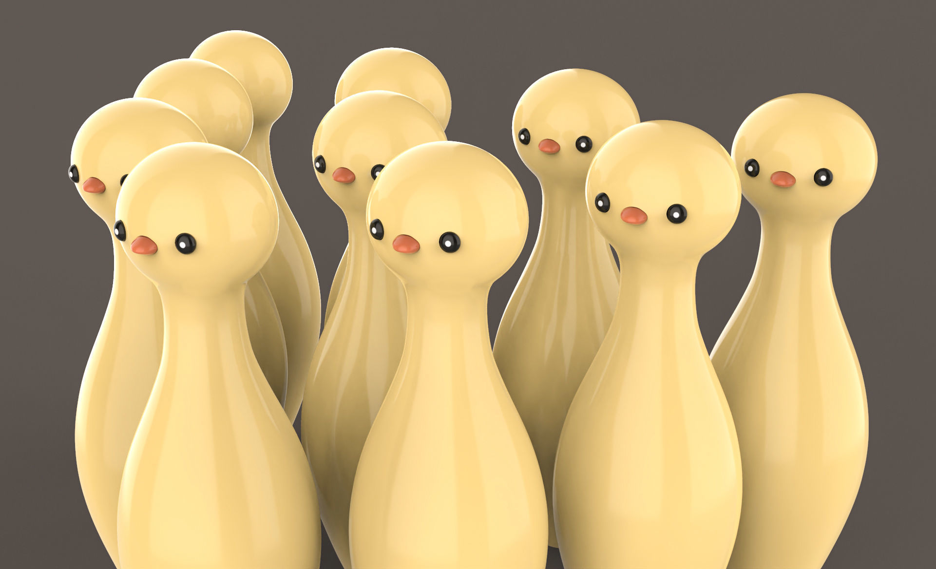 Cartoon Chicken Bowling And Ball Bowling Low-poly 3D model_4