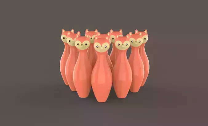 Cartoon Fox Bowling And Ball Bowling