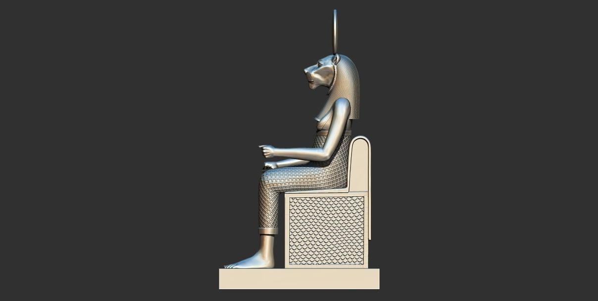 Sekhmet Goddess sitting sun disk  3d printable model 3D print model_3