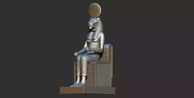 Sekhmet Goddess sitting sun disk  3d printable model 3D print model