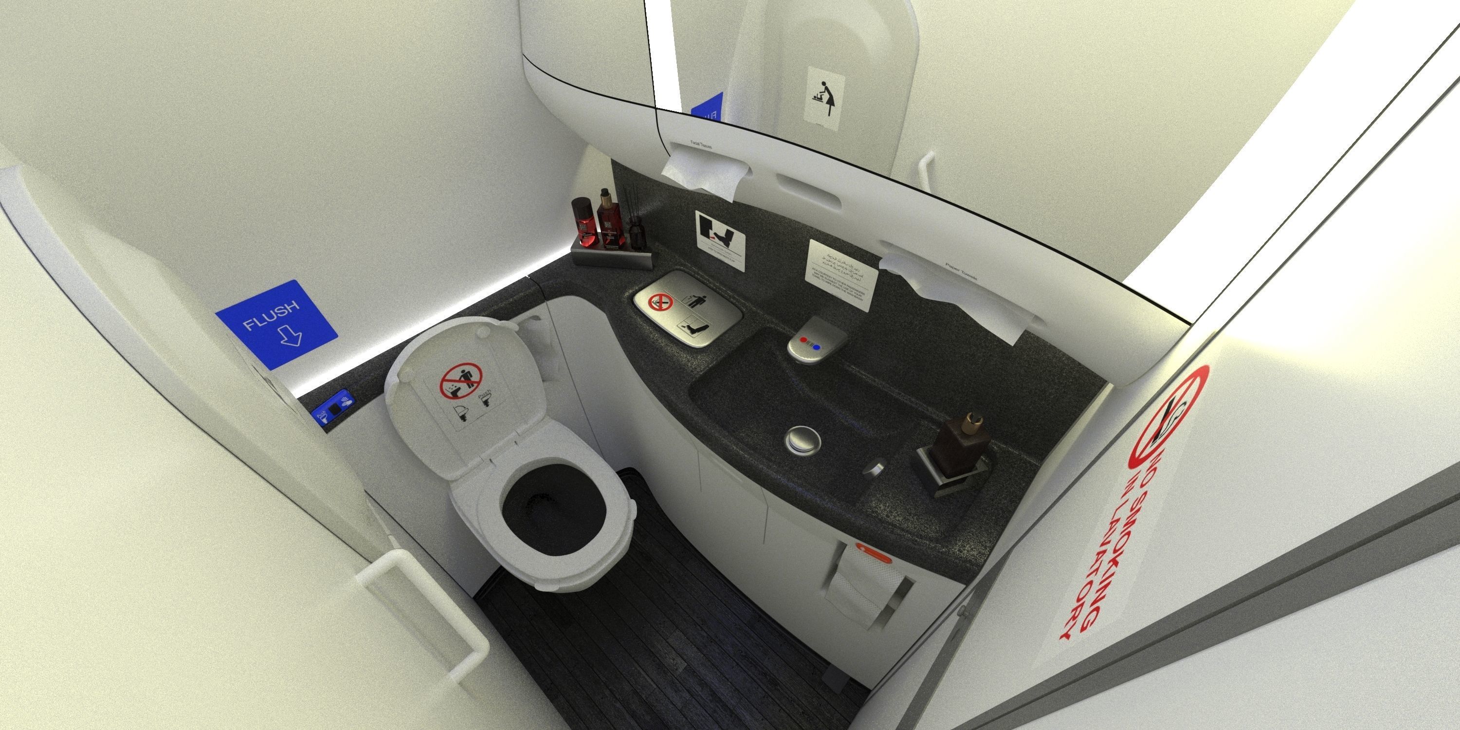 Boeing 787 Etihad  economy interior 3D model_7