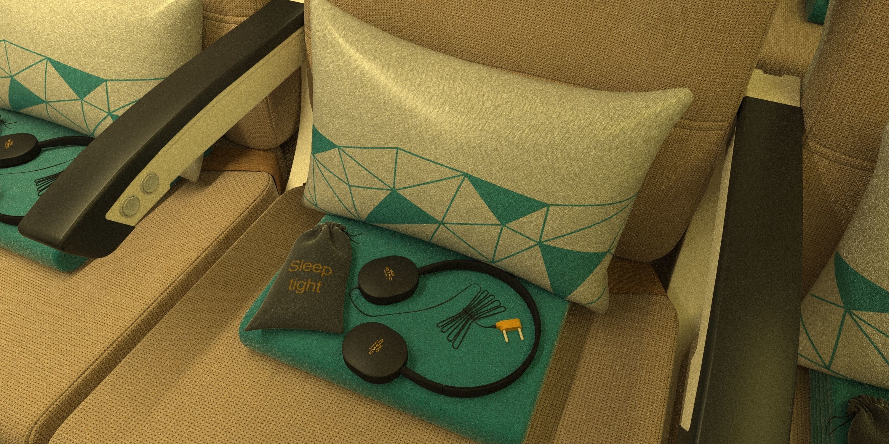 Boeing 787 Etihad  economy interior 3D model_4