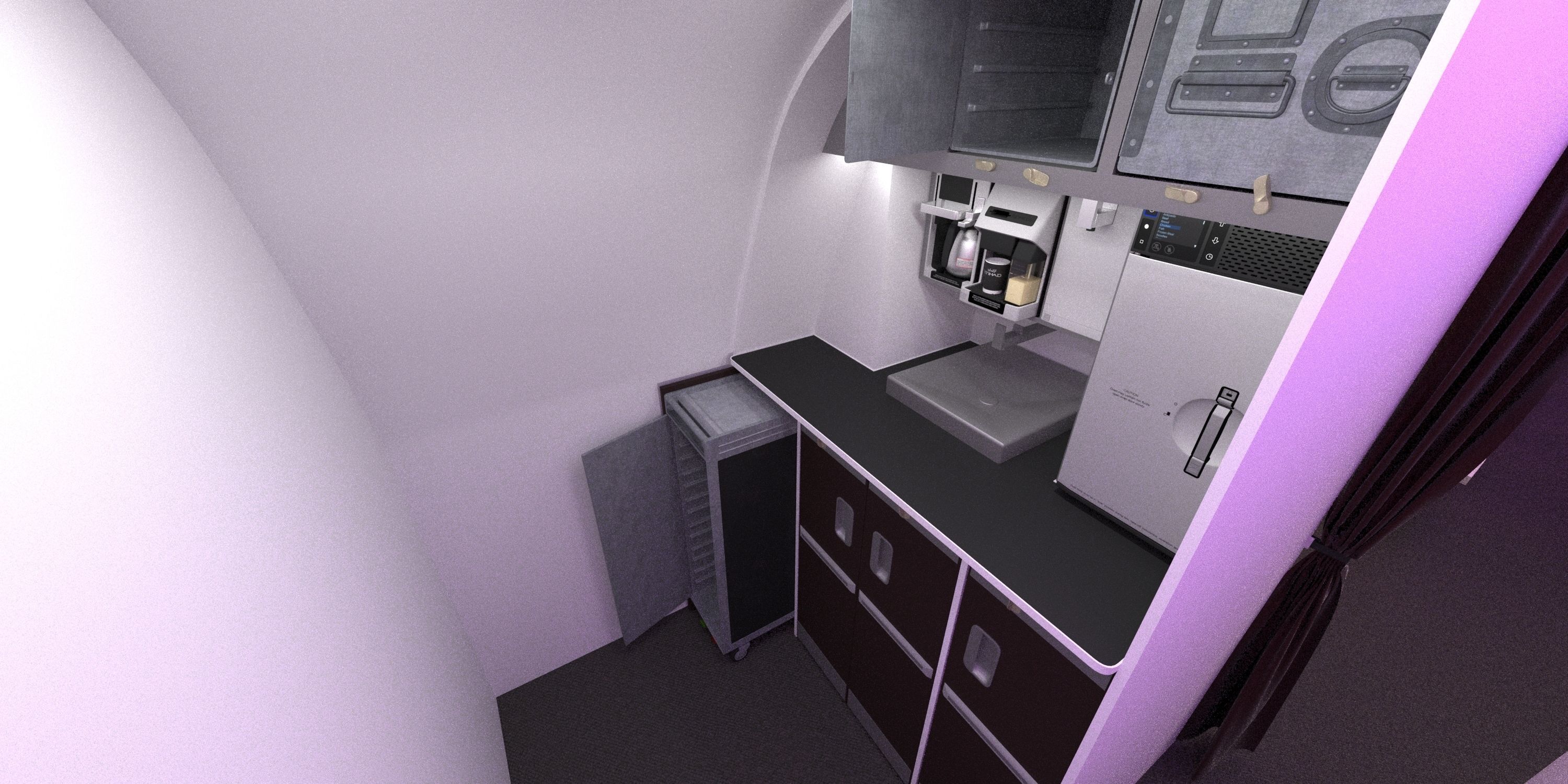 Boeing 787 Etihad  economy interior 3D model_12