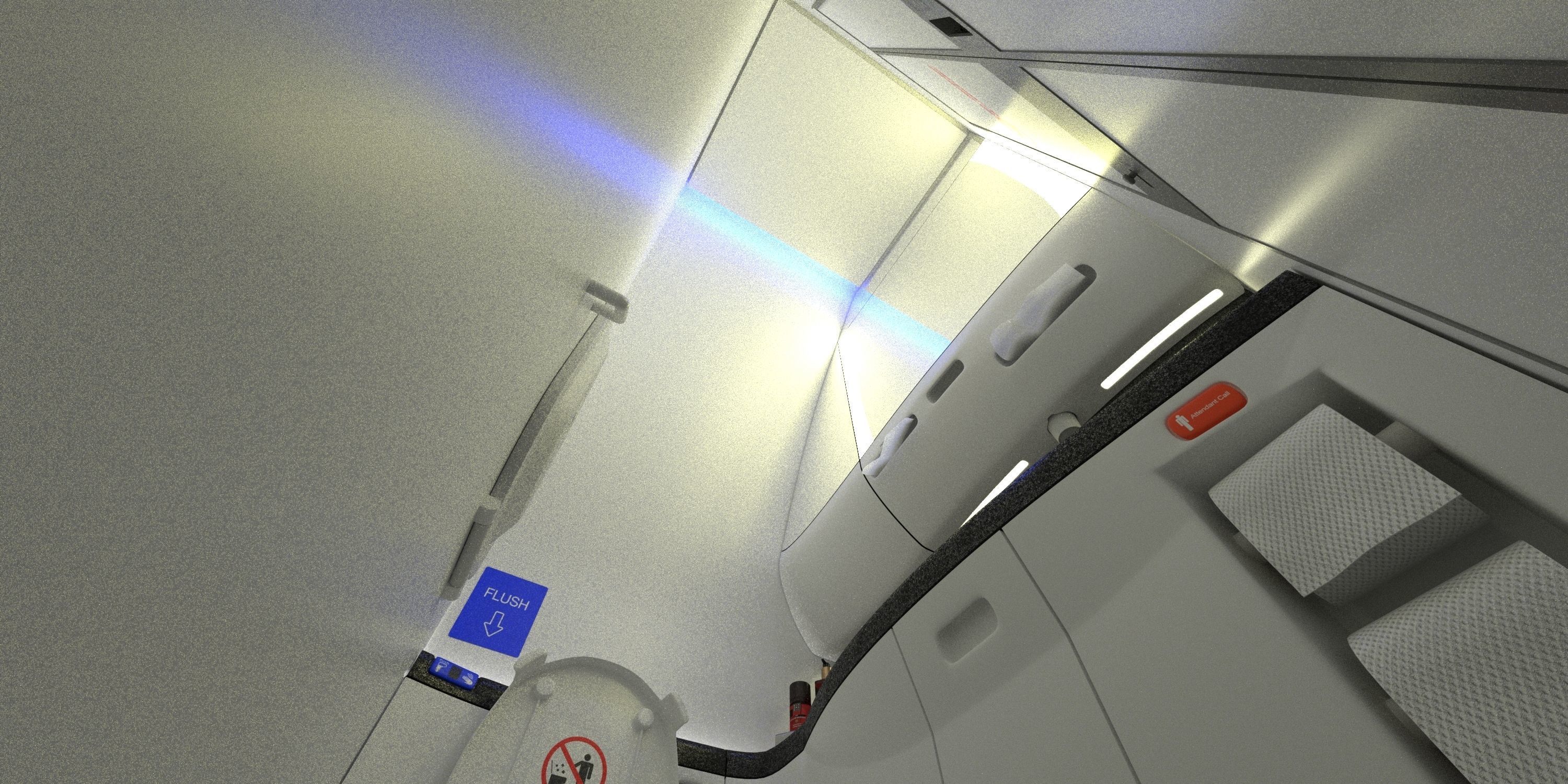 Boeing 787 Etihad  economy interior 3D model_10