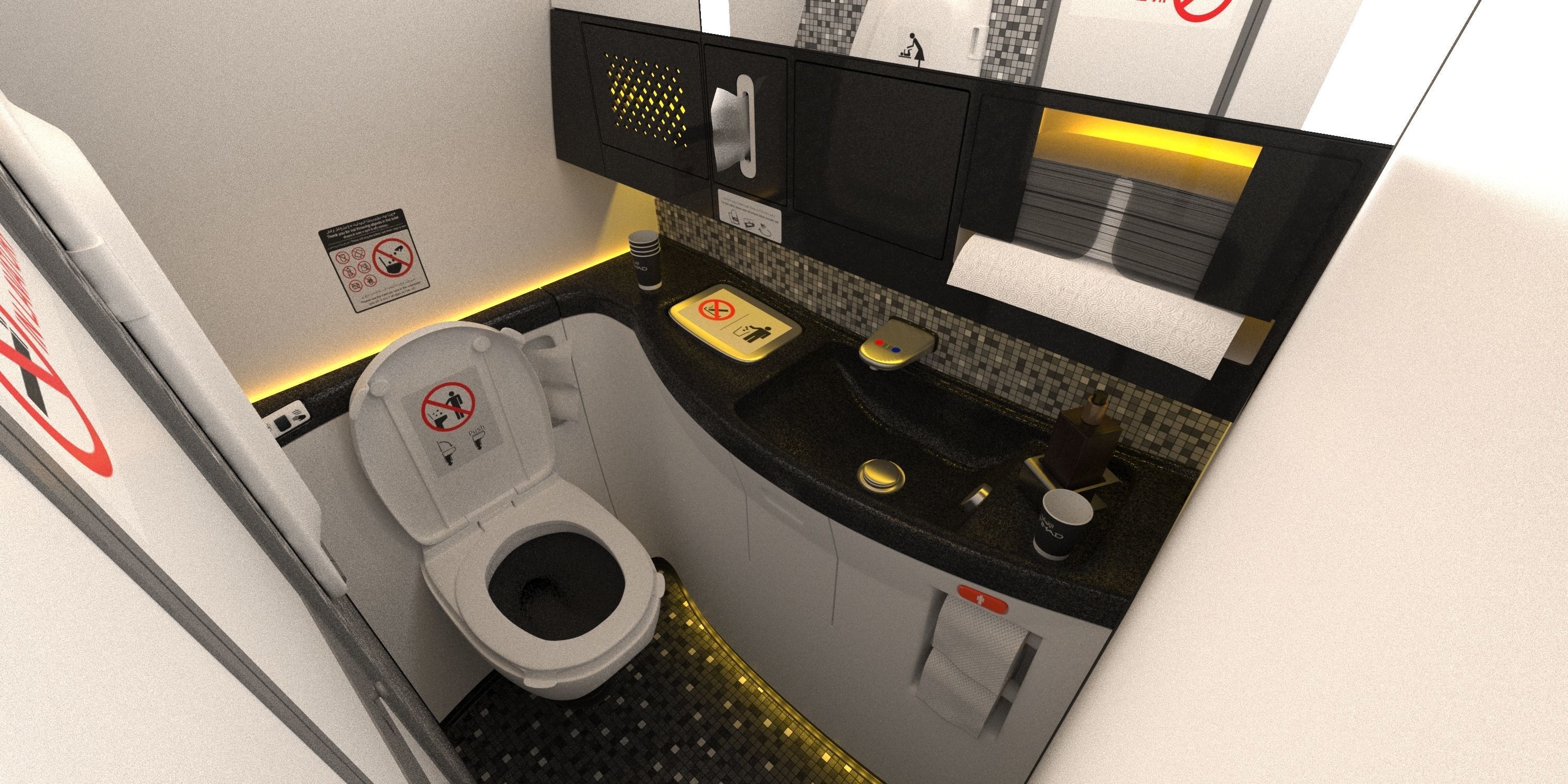 Boeing 787 Etihad  economy interior 3D model_11
