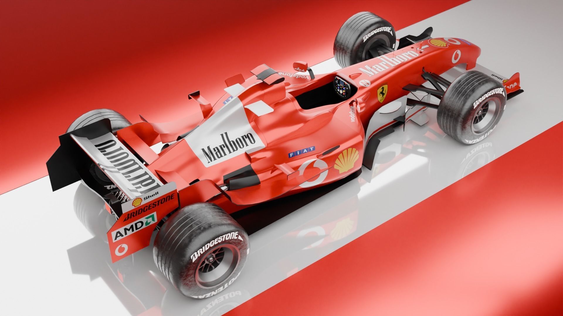 Ferrari F2004 F1 car 3D model_2