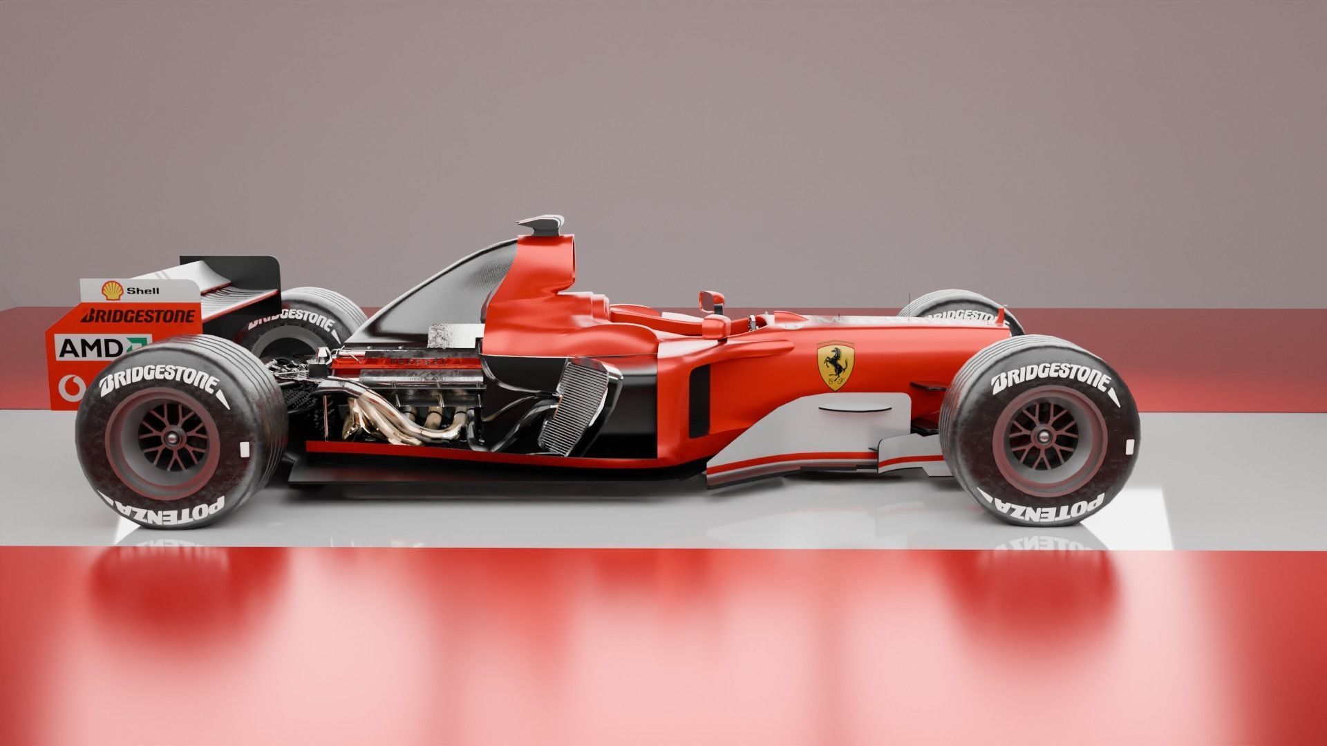 Ferrari F2004 F1 car 3D model_4
