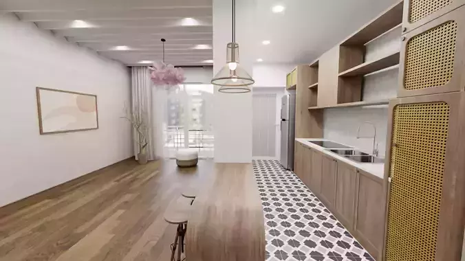 Interior dinner design scene 3D model