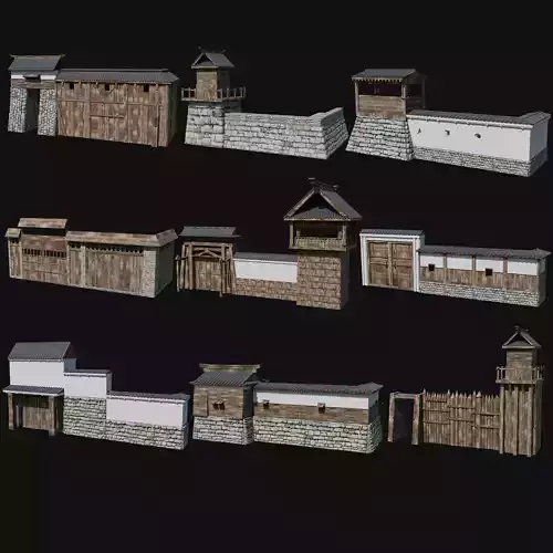 MODULAR JAPANESE WALLS PALISADE FEUDAL FENCE BARRIER COLLECTION