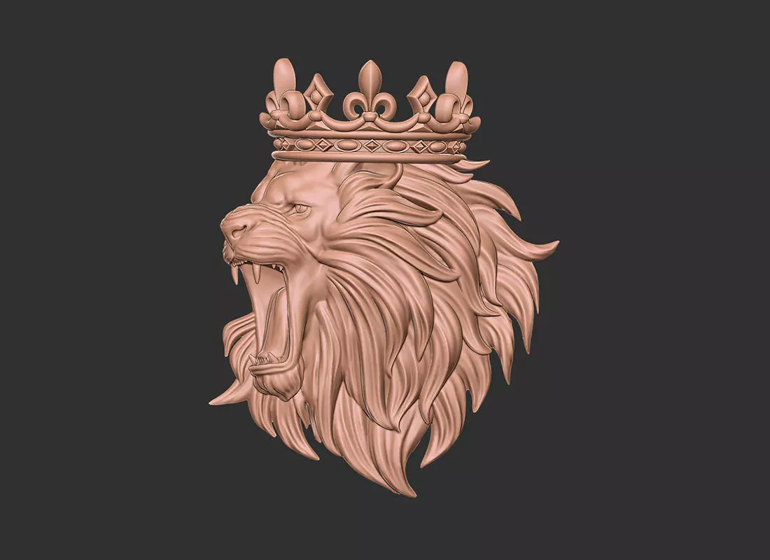 Angry lion crown 2 3d print model 3D print model_0