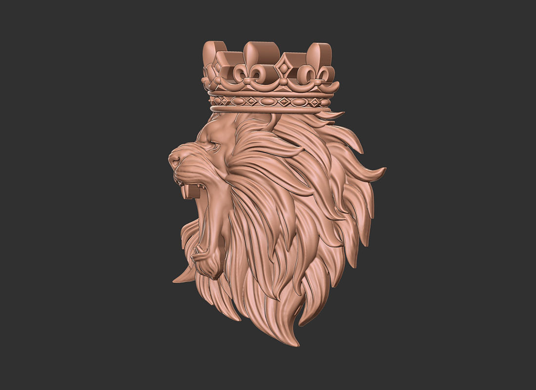 Angry lion crown 2 3d print model 3D print model_1