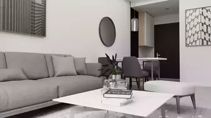 Interior dinner design scene 3D model