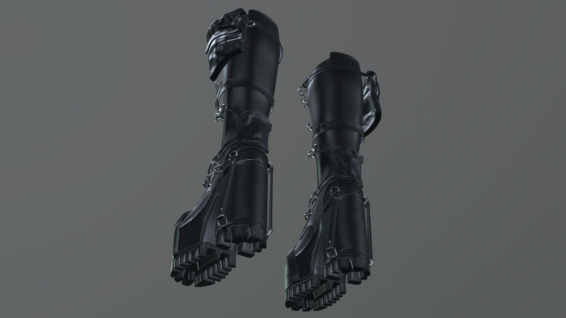 Gothic high heel boot Low-poly 3D model_9
