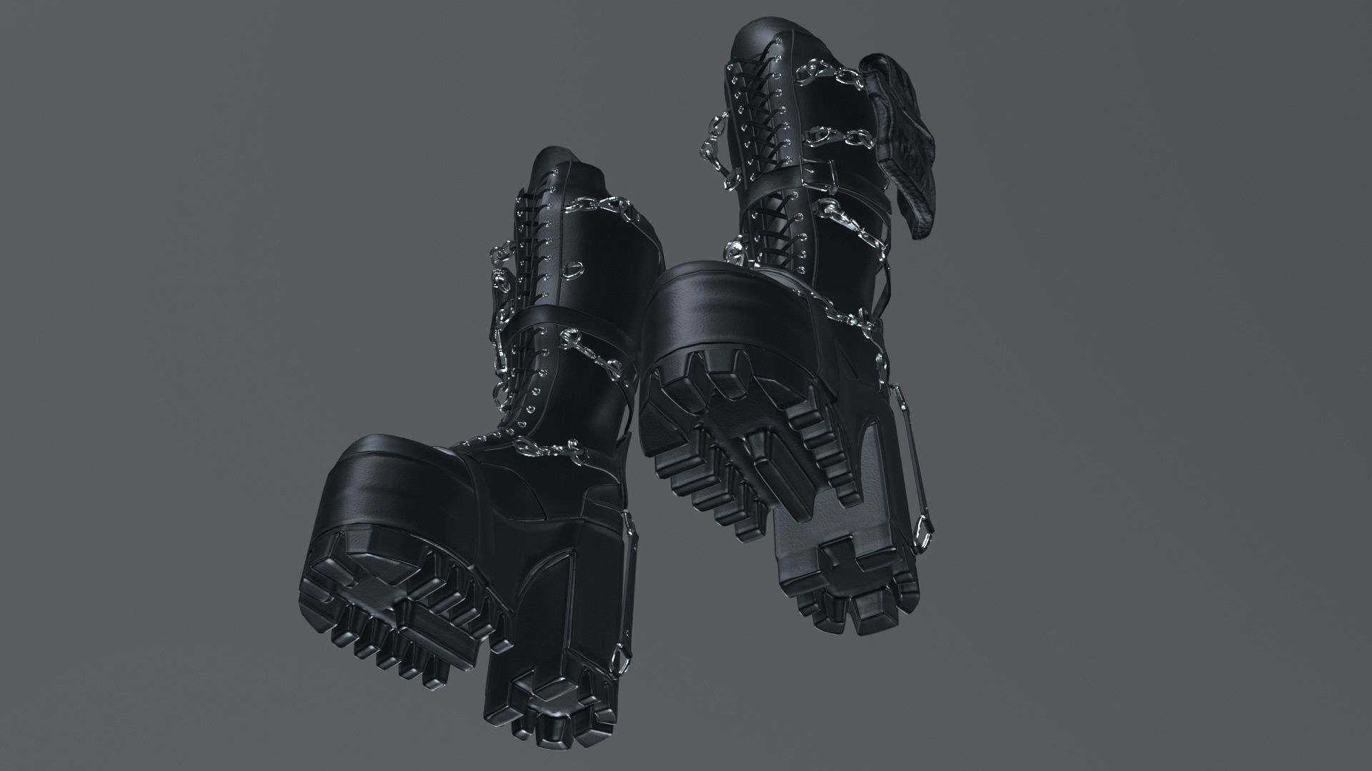 Gothic high heel boot Low-poly 3D model_5