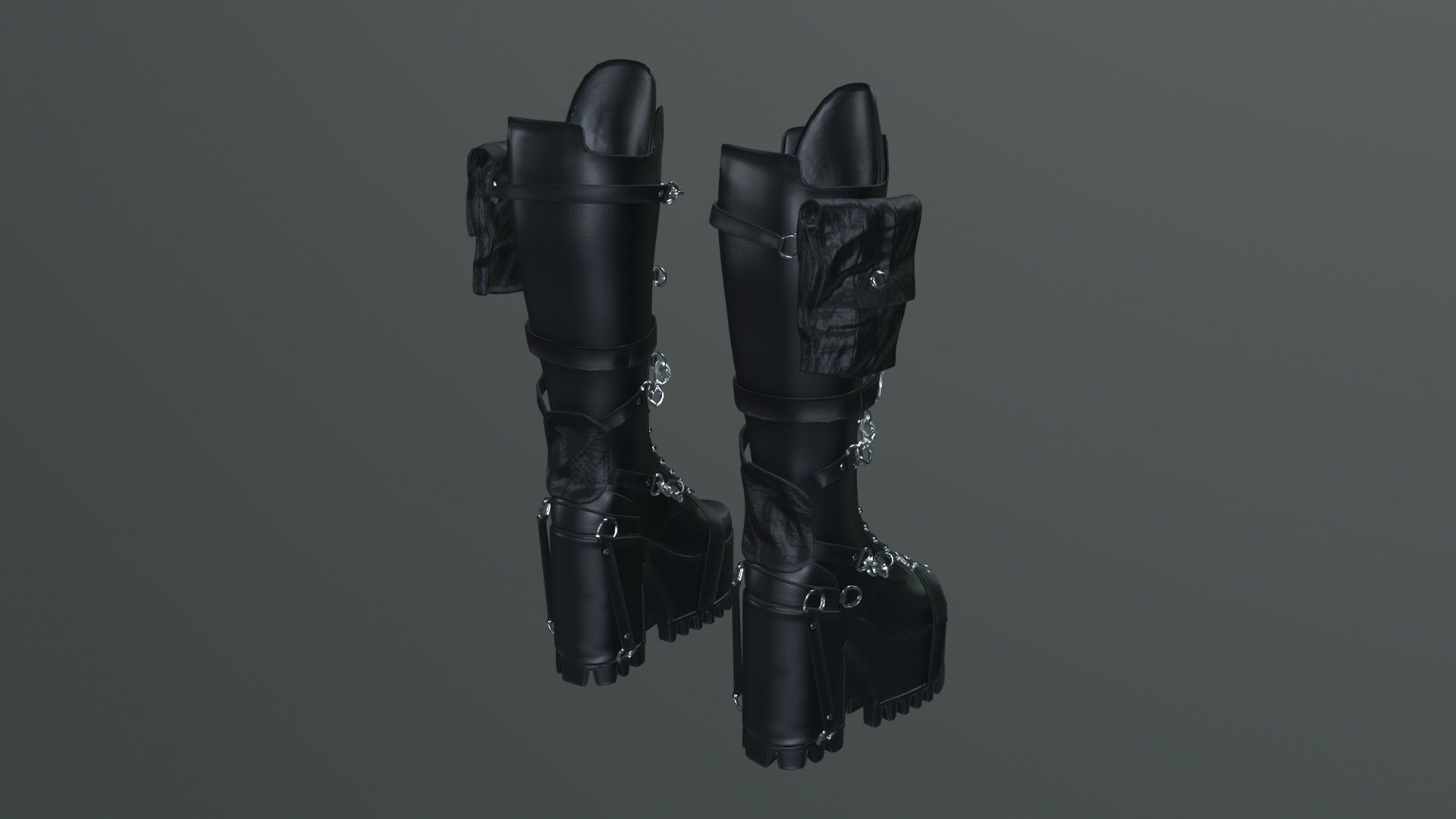 Gothic high heel boot Low-poly 3D model_7