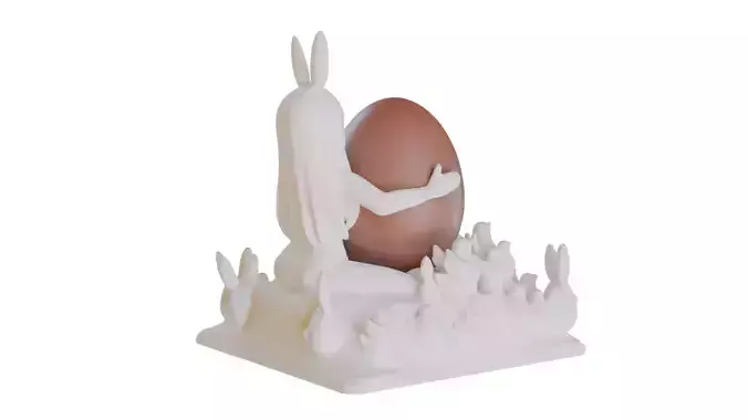 Bunny Girl Egg Holder Having a kawaii party 3D print model