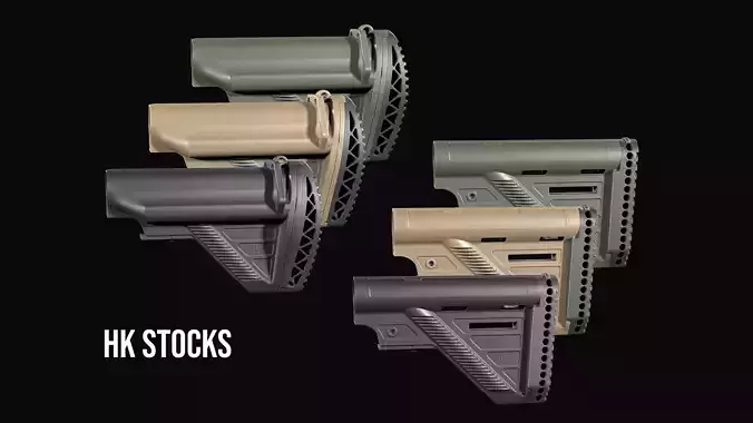 AR-15 AR-10 stock HK E1 SLIM Low-poly 3D model