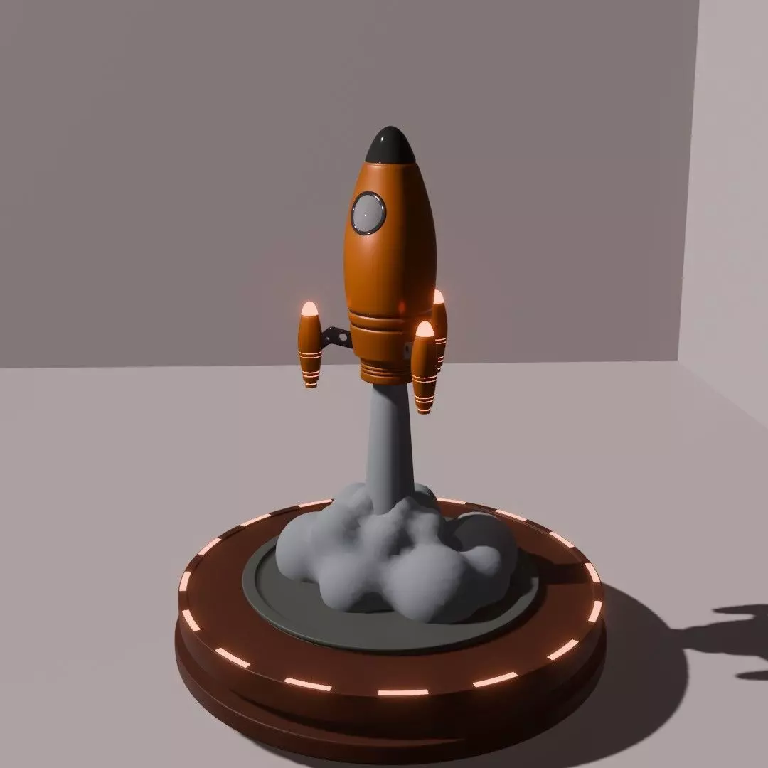 Cartoon Rocket - No painting required 3D 3D model