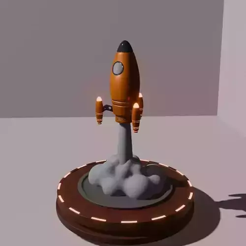 Cartoon Rocket - No painting required 3D 