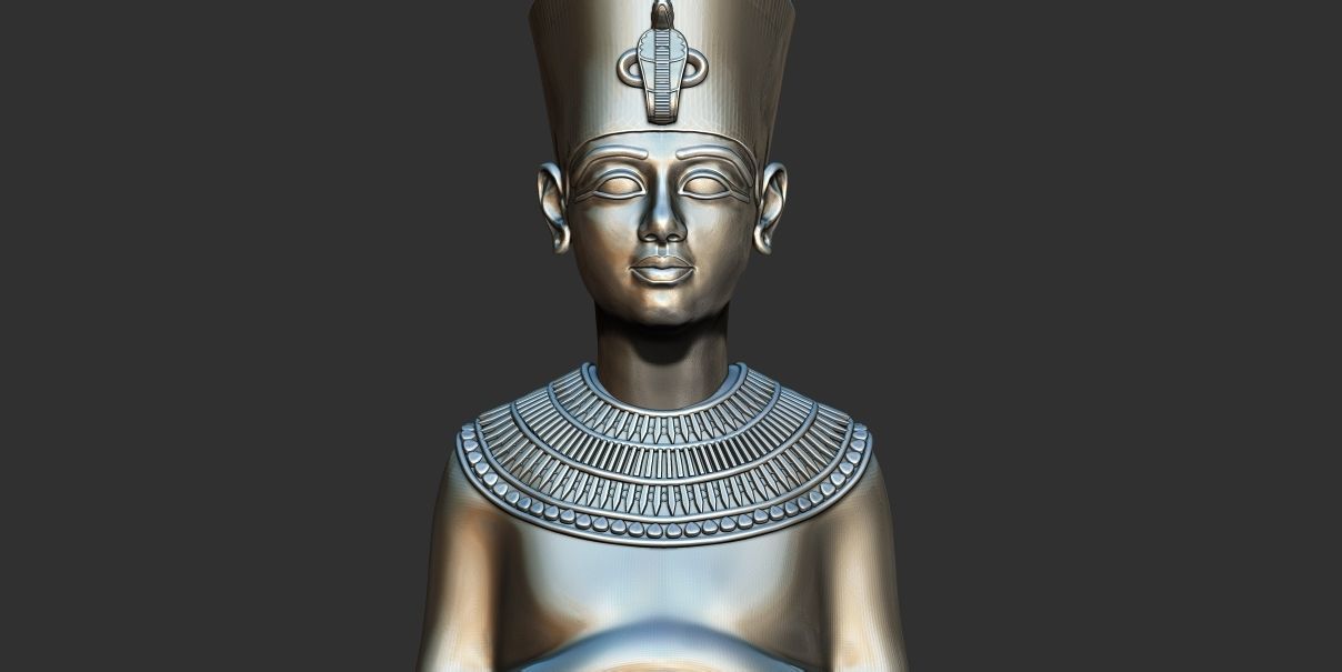 Statue of Menkaret carrying  Tutankhamun 3d printable modal  3D print model_5