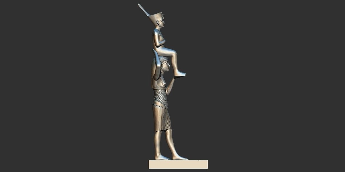 Statue of Menkaret carrying  Tutankhamun 3d printable modal  3D print model_1