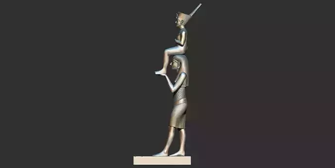 Statue of Menkaret carrying  Tutankhamun 3d printable modal  3D print model