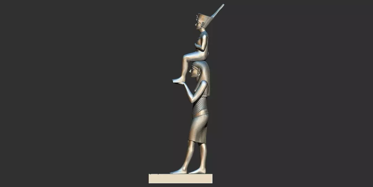 Statue of Menkaret carrying  Tutankhamun 3d printable modal  3D print model_0