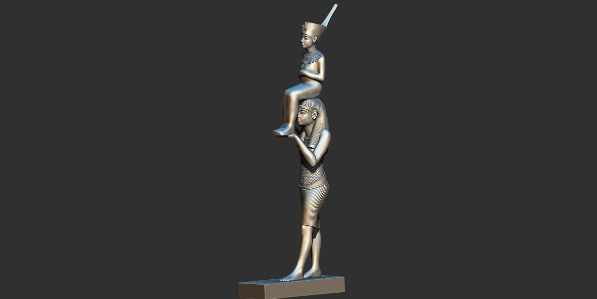 Statue of Menkaret carrying  Tutankhamun 3d printable modal  3D print model_9