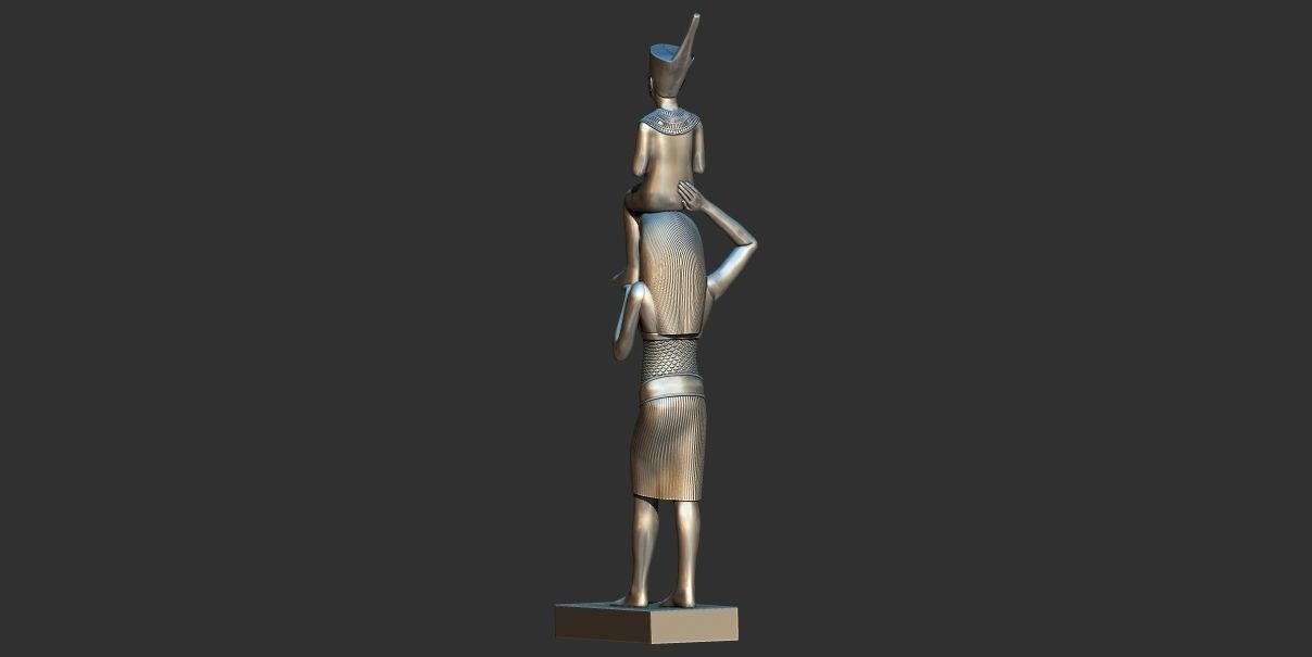 Statue of Menkaret carrying  Tutankhamun 3d printable modal  3D print model_4