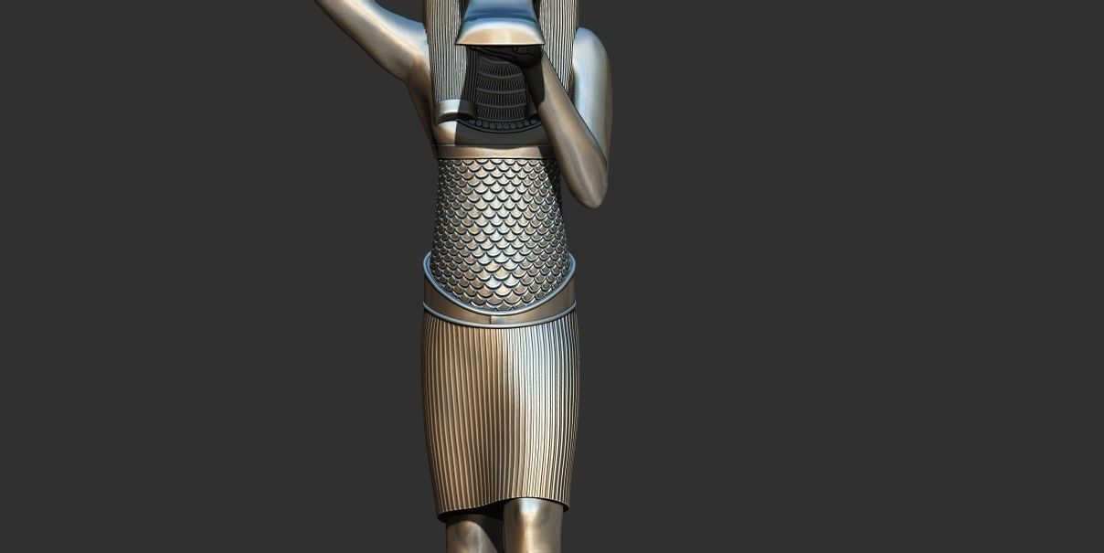 Statue of Menkaret carrying  Tutankhamun 3d printable modal  3D print model_10