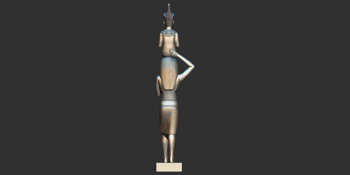 Statue of Menkaret carrying  Tutankhamun 3d printable modal  3D print model_3
