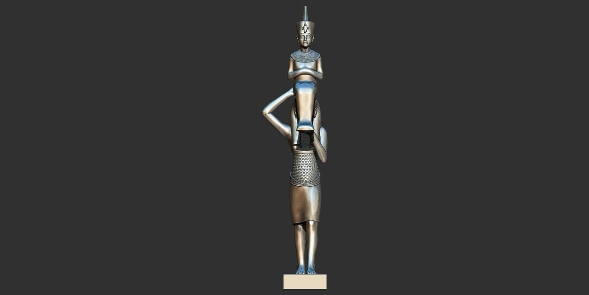 Statue of Menkaret carrying  Tutankhamun 3d printable modal  3D print model_2