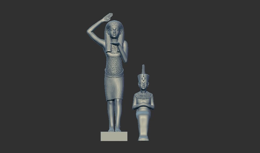 Statue of Menkaret carrying  Tutankhamun 3d printable modal  3D print model_11