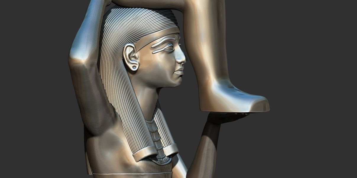 Statue of Menkaret carrying  Tutankhamun 3d printable modal  3D print model_6