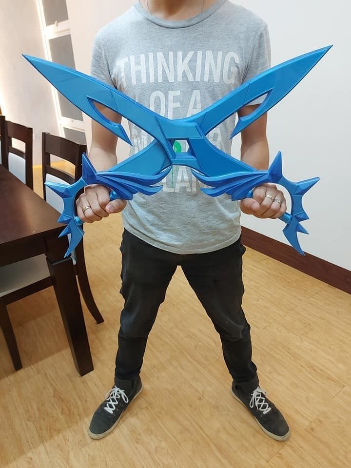 Childe Water Dual Blades Genshin Cosplay 3D model 3D printable CGTrader