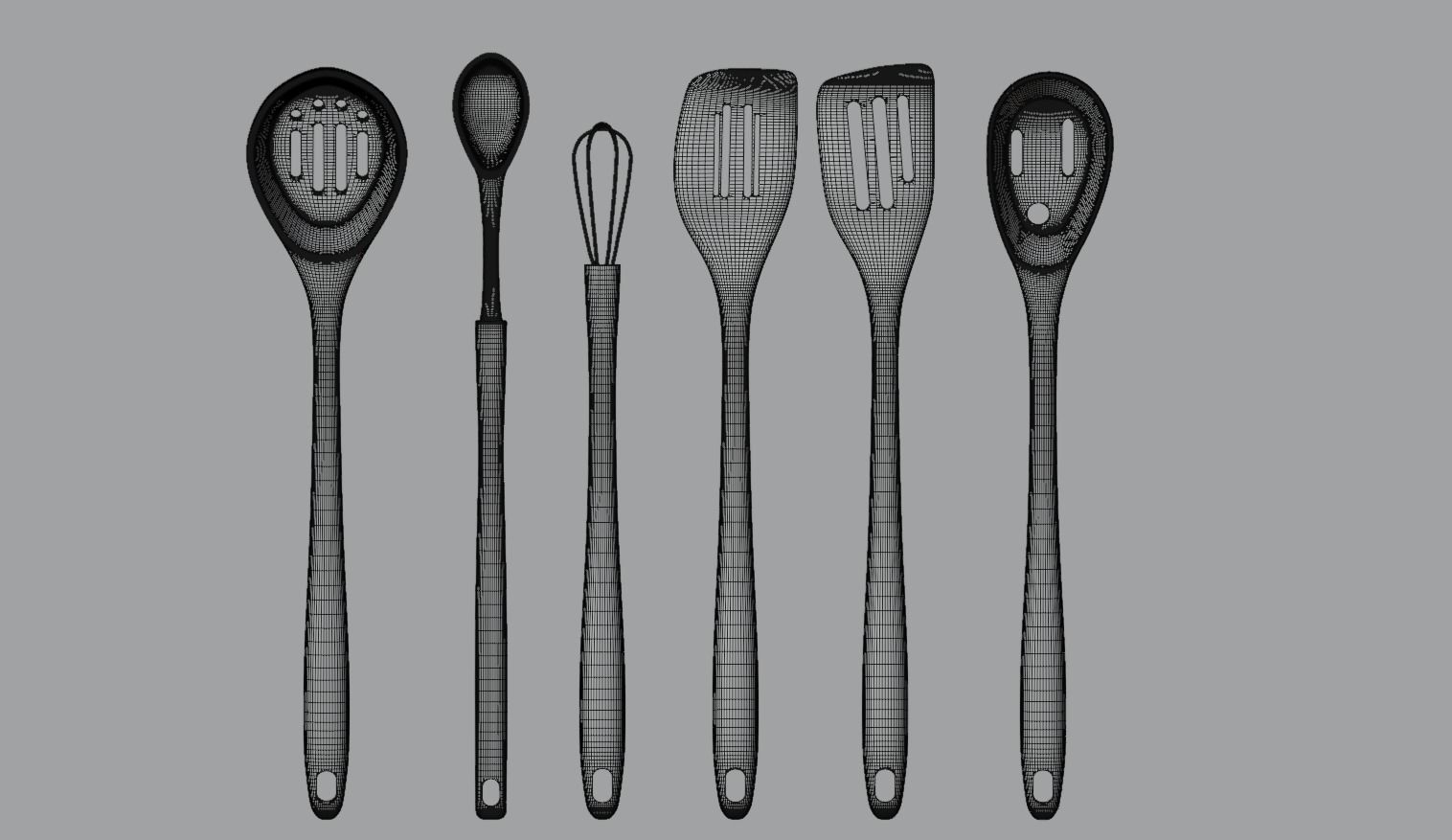 Kitchen utencil set Low-poly 3D model_10