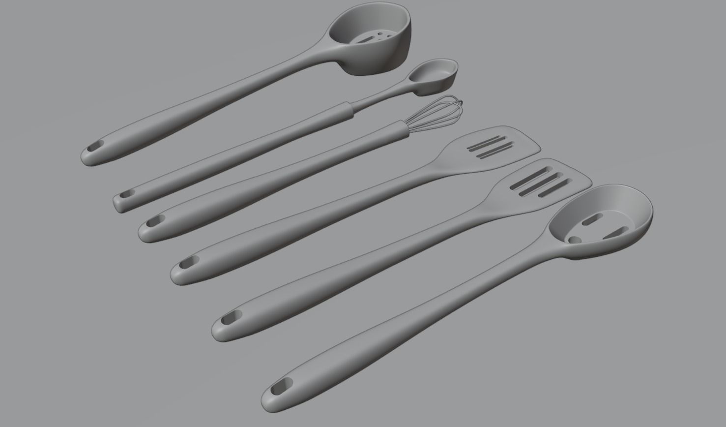 Kitchen utencil set Low-poly 3D model_8