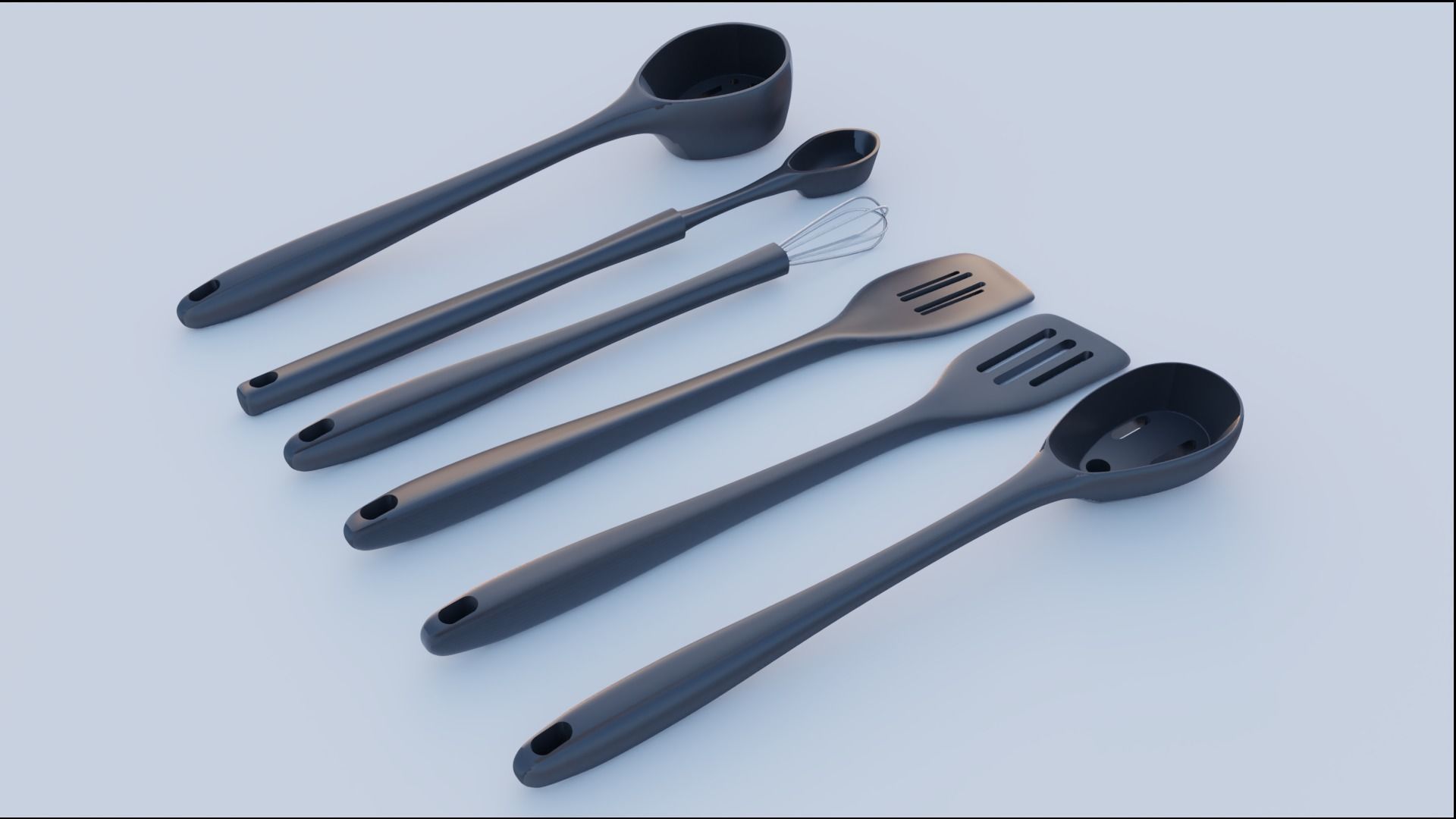 Kitchen utencil set Low-poly 3D model_1