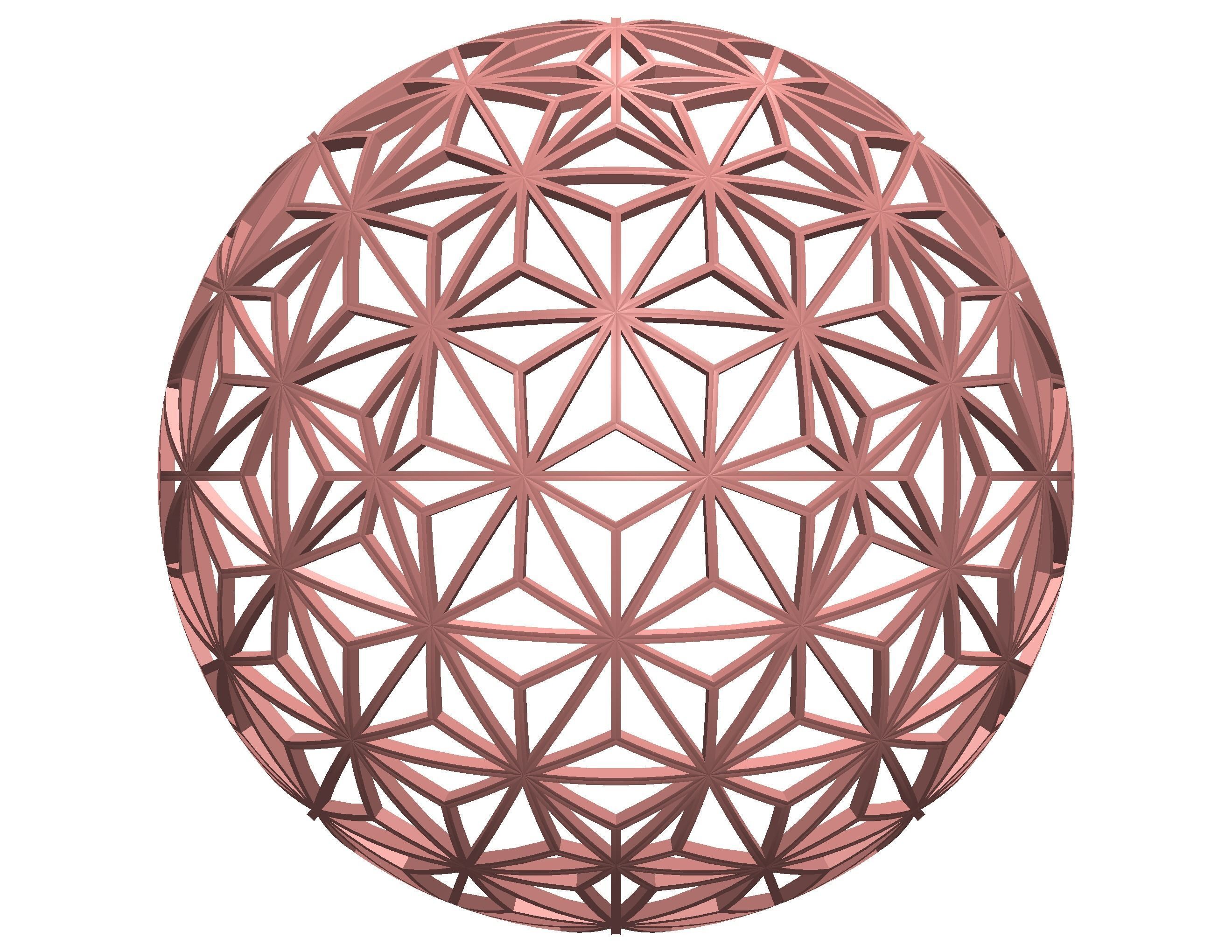 Wireframe Shape Geometric Star Pattern Ball 3D print model_33