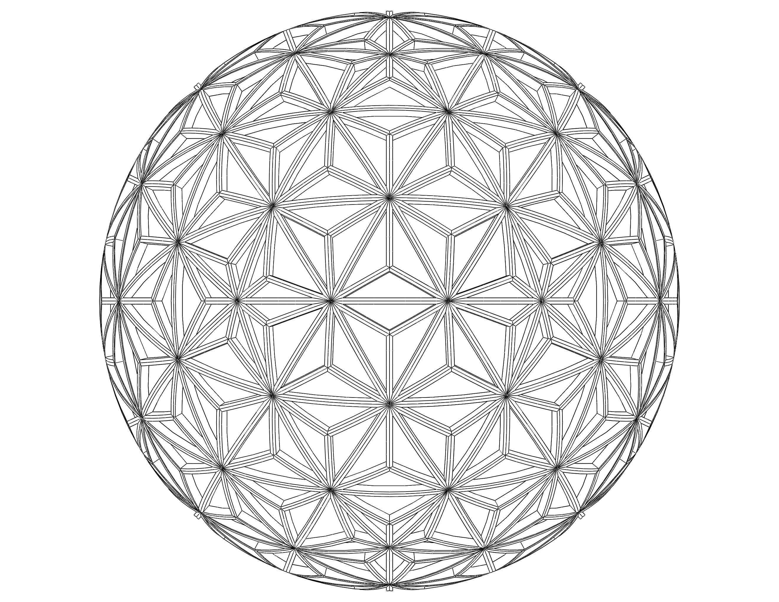 Wireframe Shape Geometric Star Pattern Ball 3D print model_30