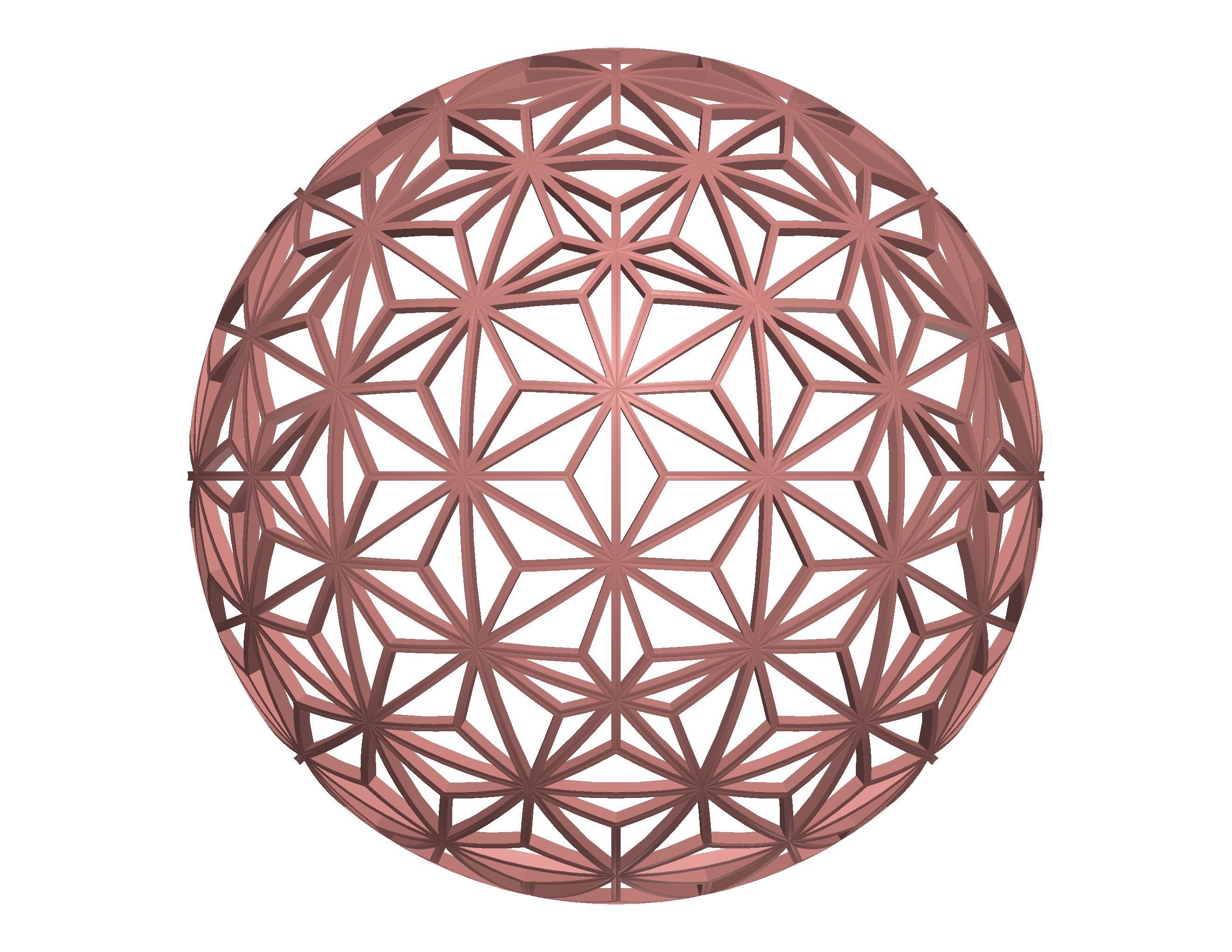 Wireframe Shape Geometric Star Pattern Ball 3D print model_41