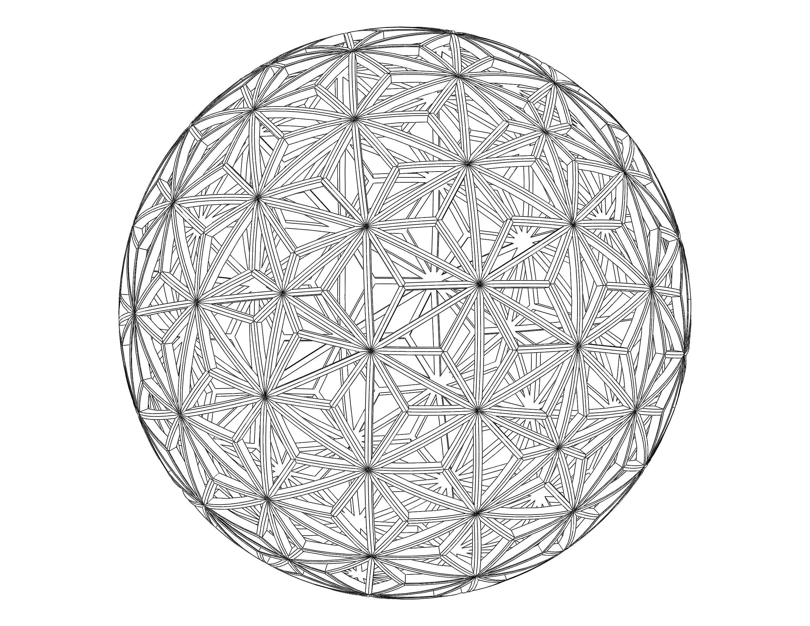 Wireframe Shape Geometric Star Pattern Ball 3D print model_10