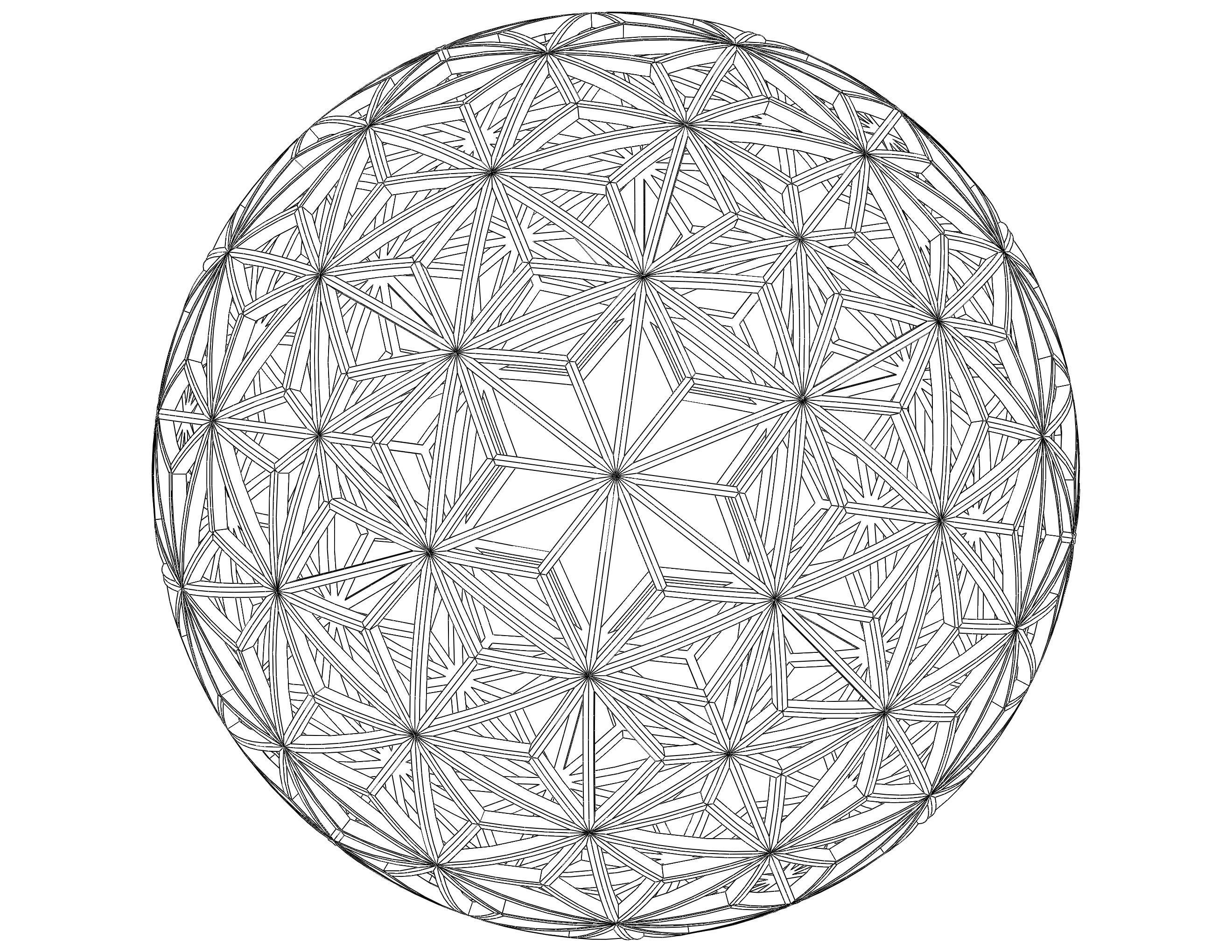 Wireframe Shape Geometric Star Pattern Ball 3D print model_6