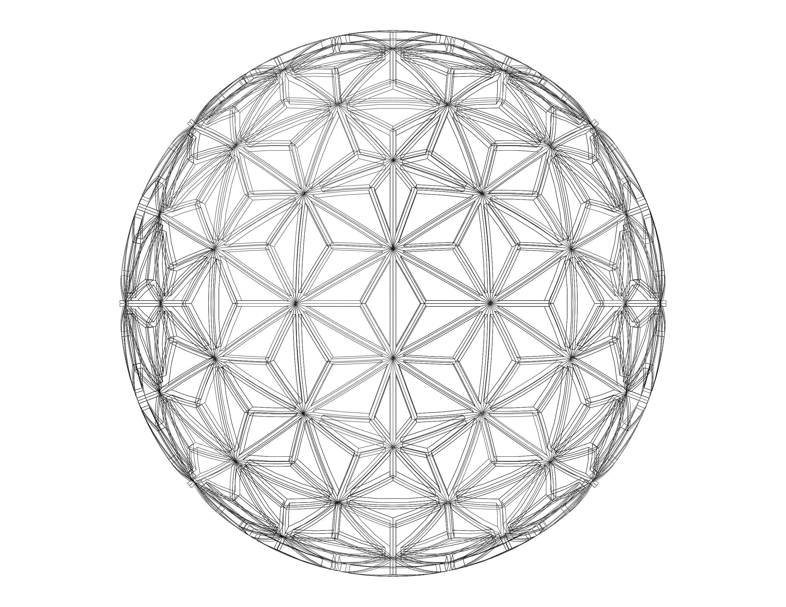Wireframe Shape Geometric Star Pattern Ball 3D print model_40