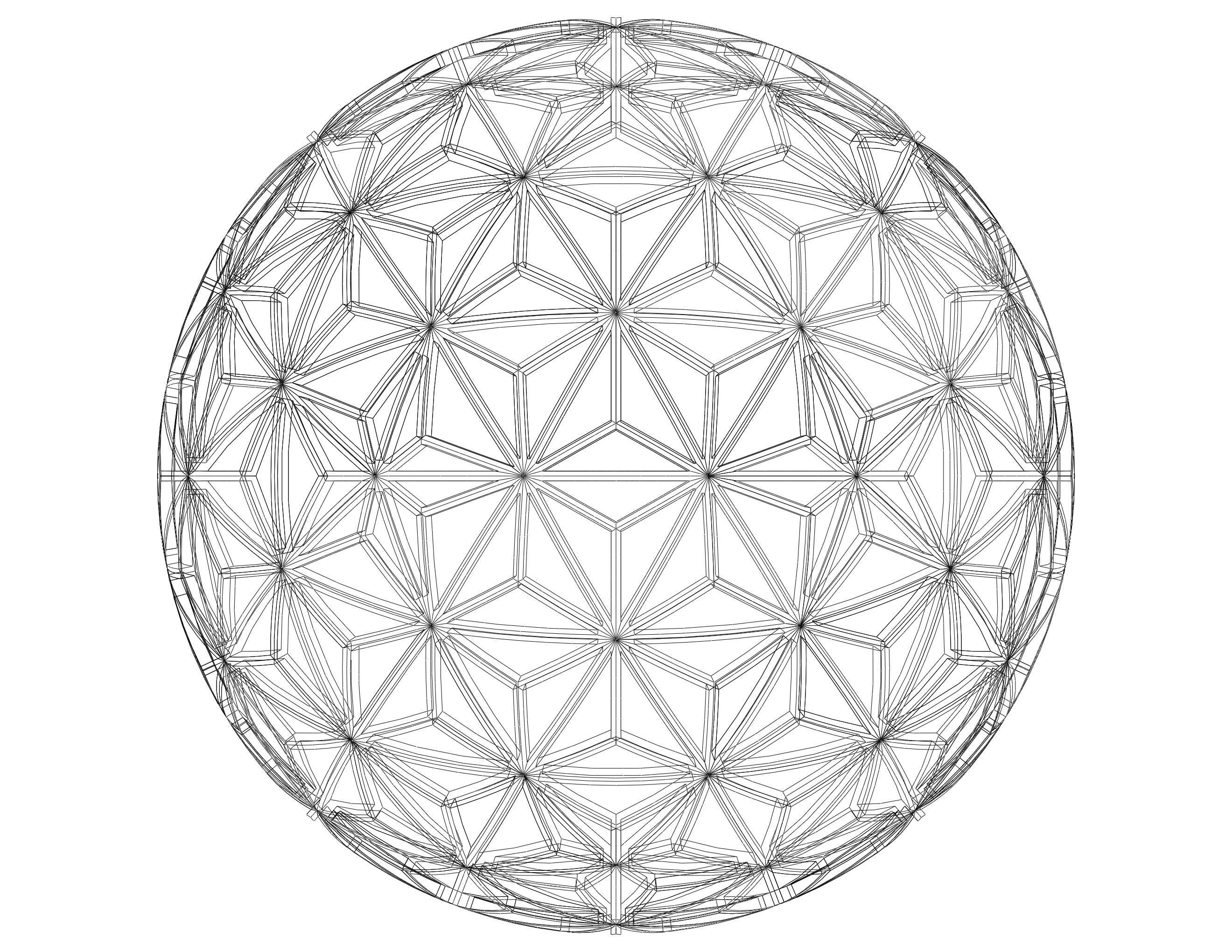 Wireframe Shape Geometric Star Pattern Ball 3D print model_16