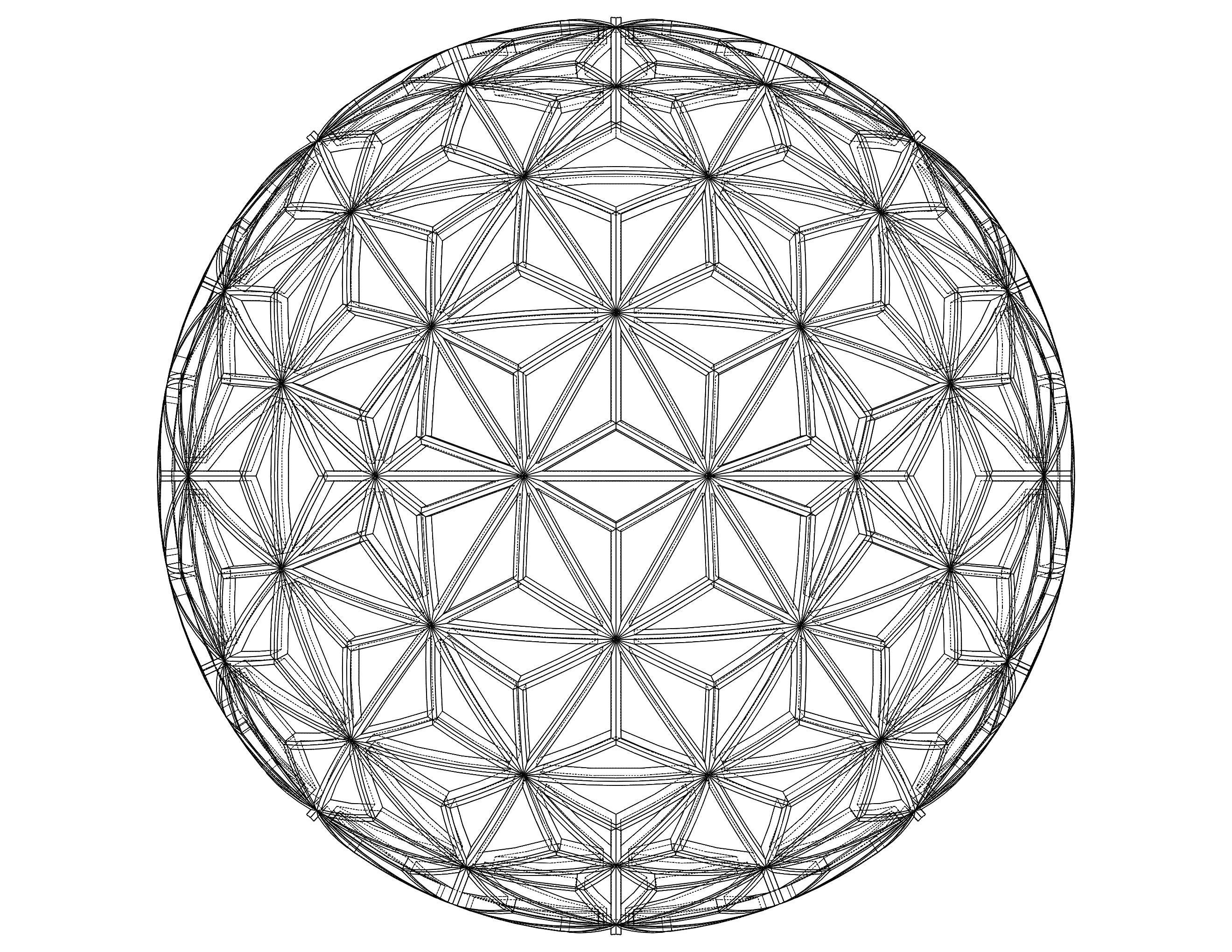 Wireframe Shape Geometric Star Pattern Ball 3D print model_15