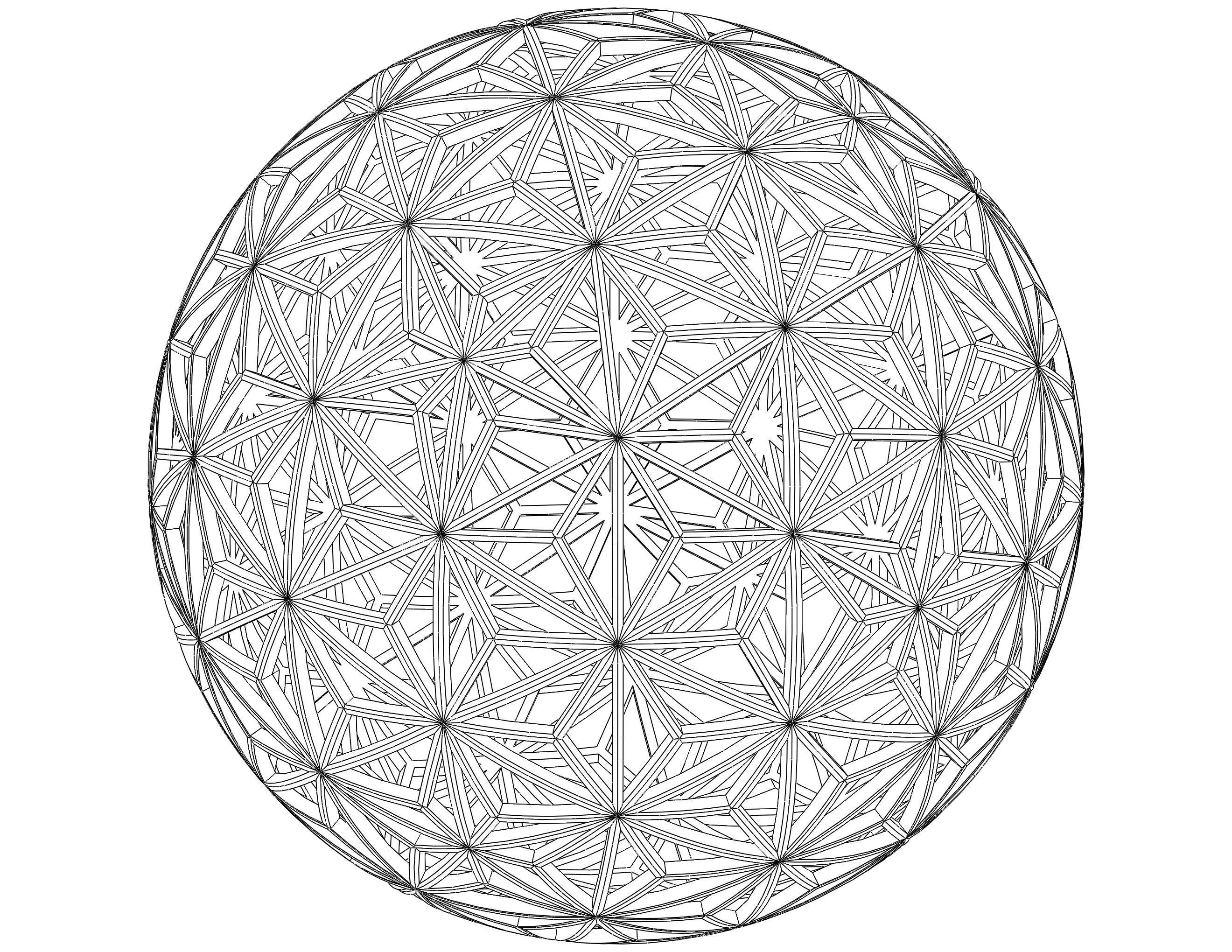 Wireframe Shape Geometric Star Pattern Ball 3D print model_2