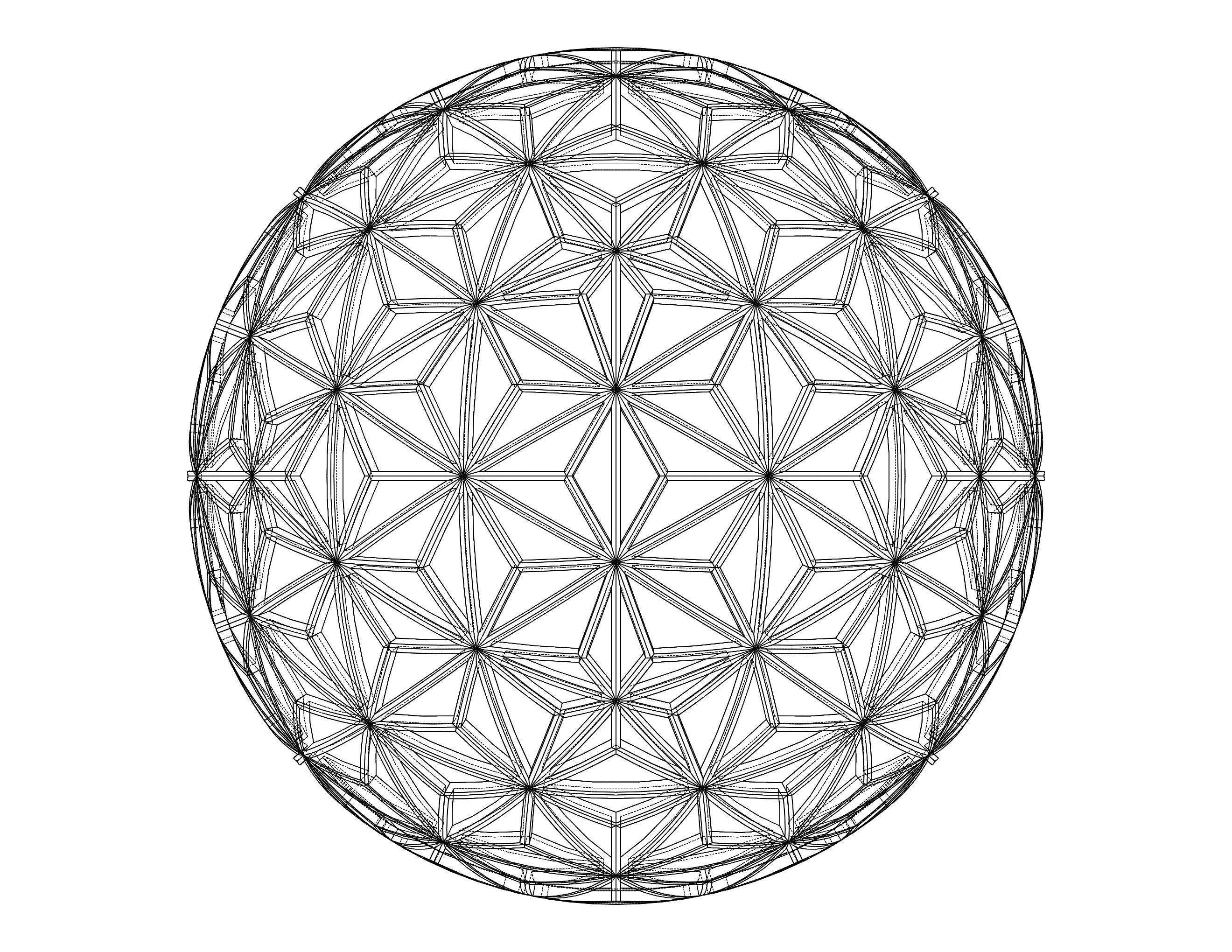 Wireframe Shape Geometric Star Pattern Ball 3D print model_39