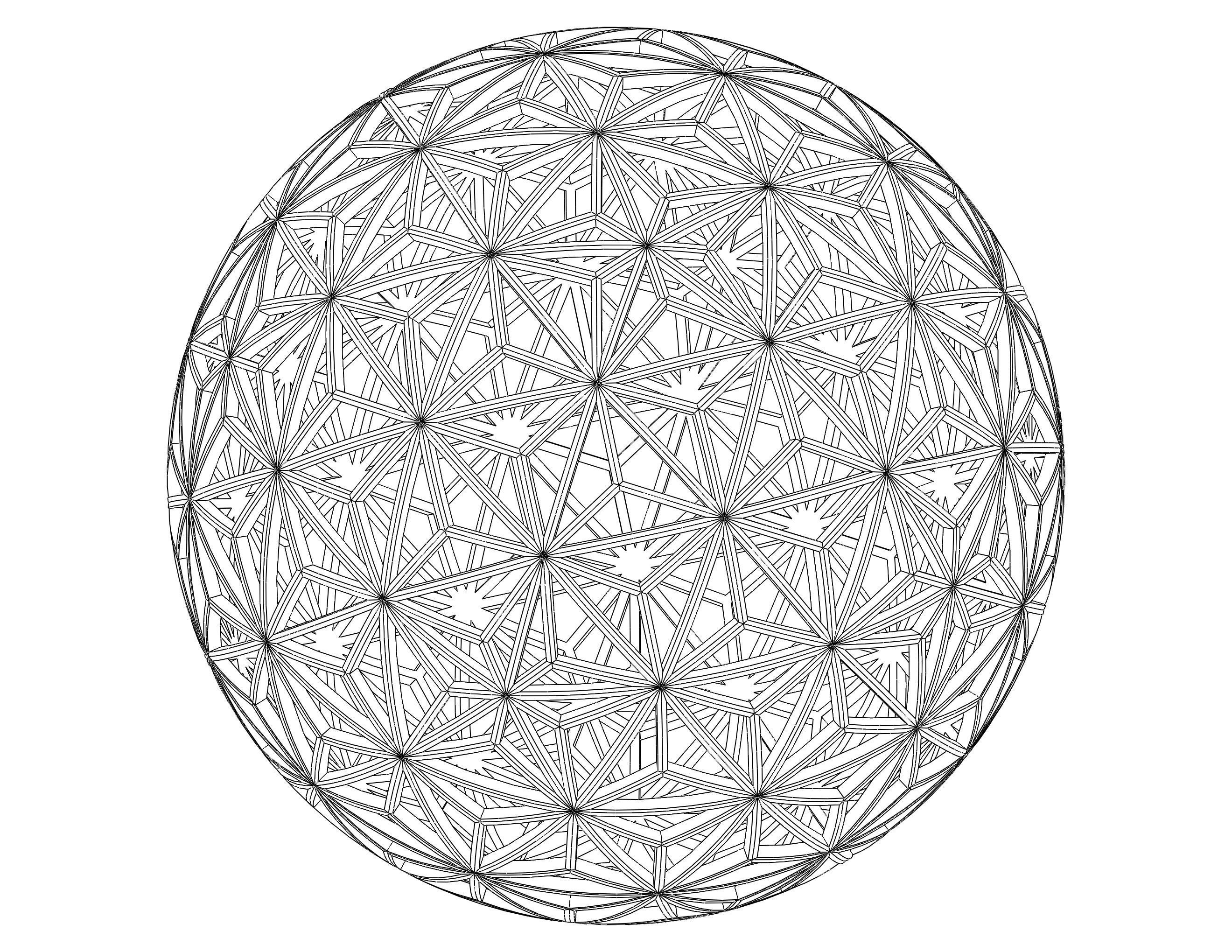 Wireframe Shape Geometric Star Pattern Ball 3D print model_34